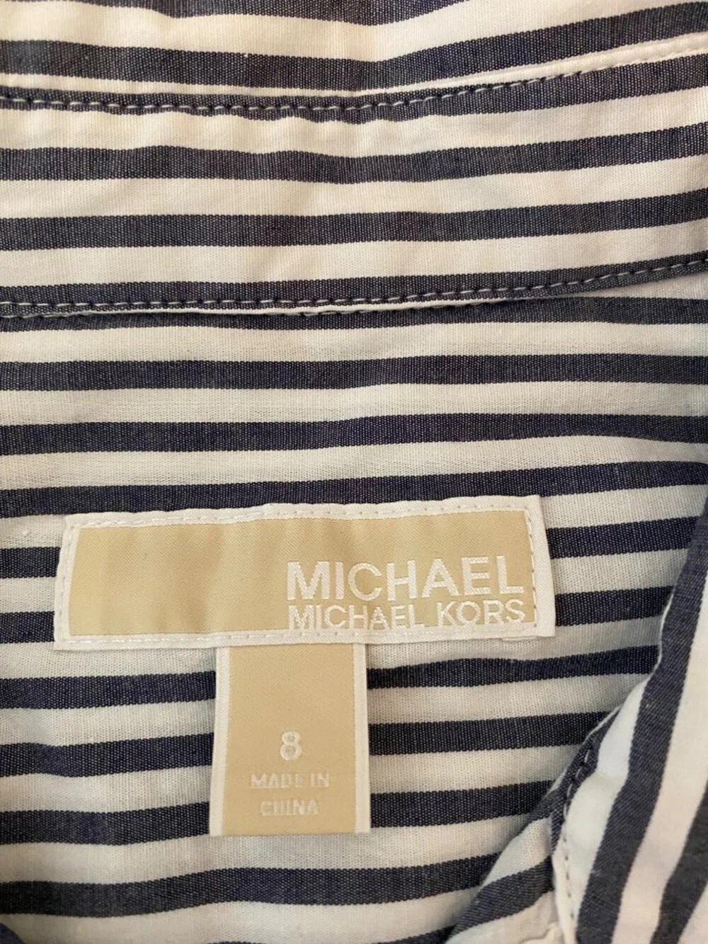 Michael Kors Striped Long Sleeve Button-Up Shirt Dress Black & White Size 8